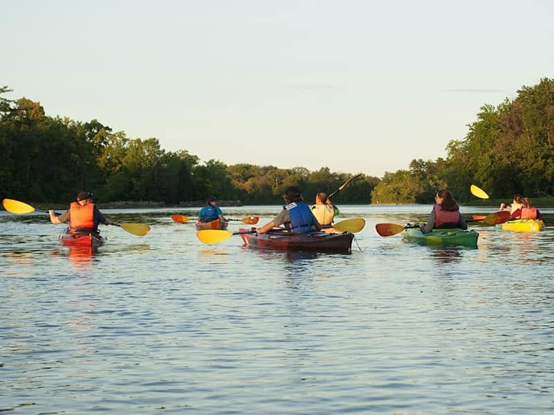 kayaking at dusk