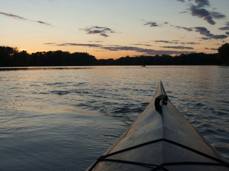 kayaking at dusk